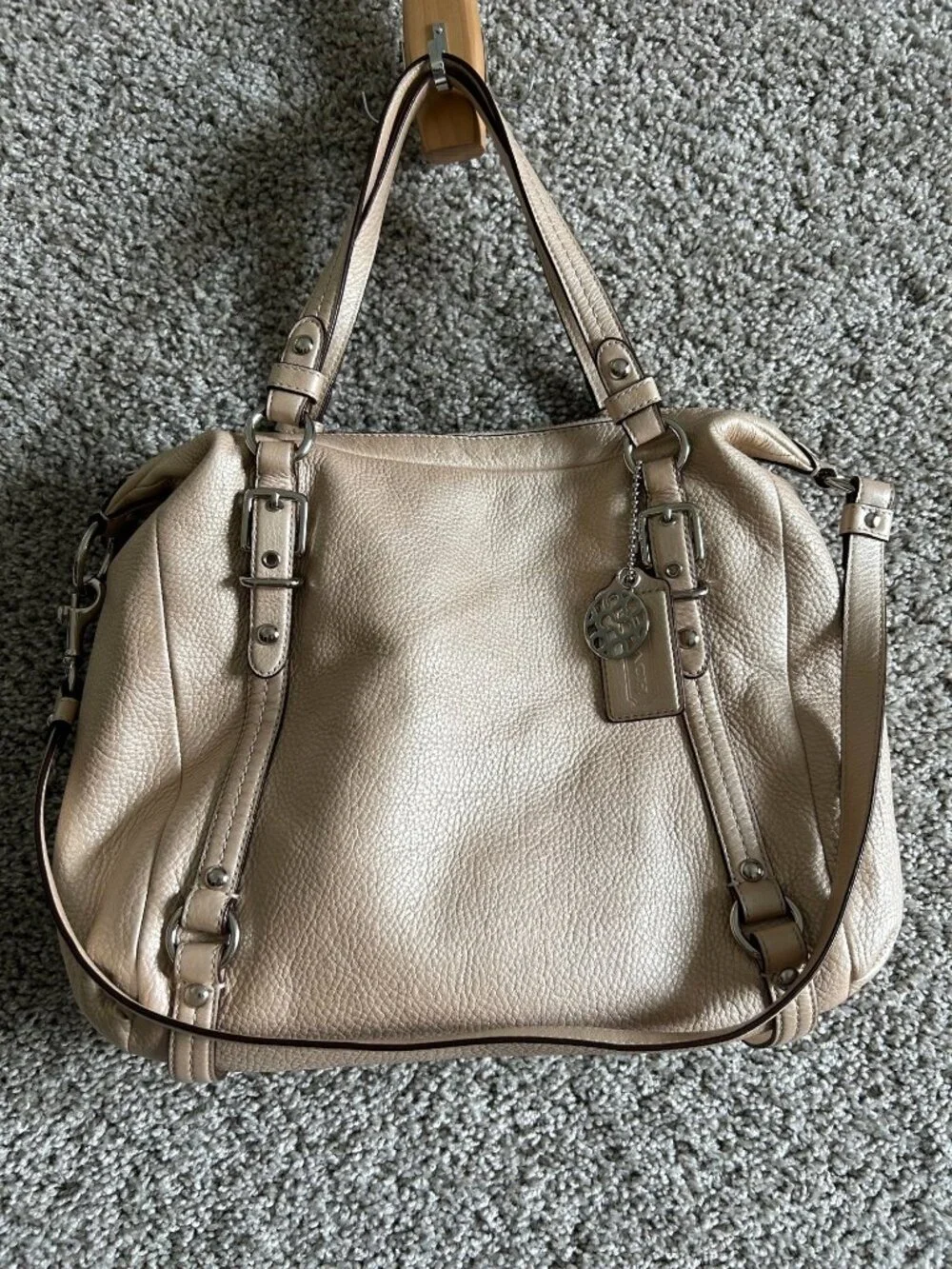 Y2K Coach Women's Pebbled Leather Satchel Handbag With Adjustable Strap
